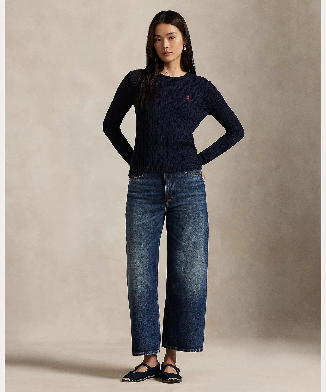 Свитер с косами хлопковый Polo Ralph Lauren, синий — фото 3