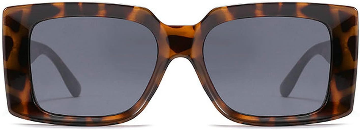 

COTIA Модные квадратные женские солнцезащитные очки в винтажном стиле, увеличенная оправа, ретро, ​​широкие дужки, панк, яркие очки, мужские солнцезащитные очки, Leopard Grey