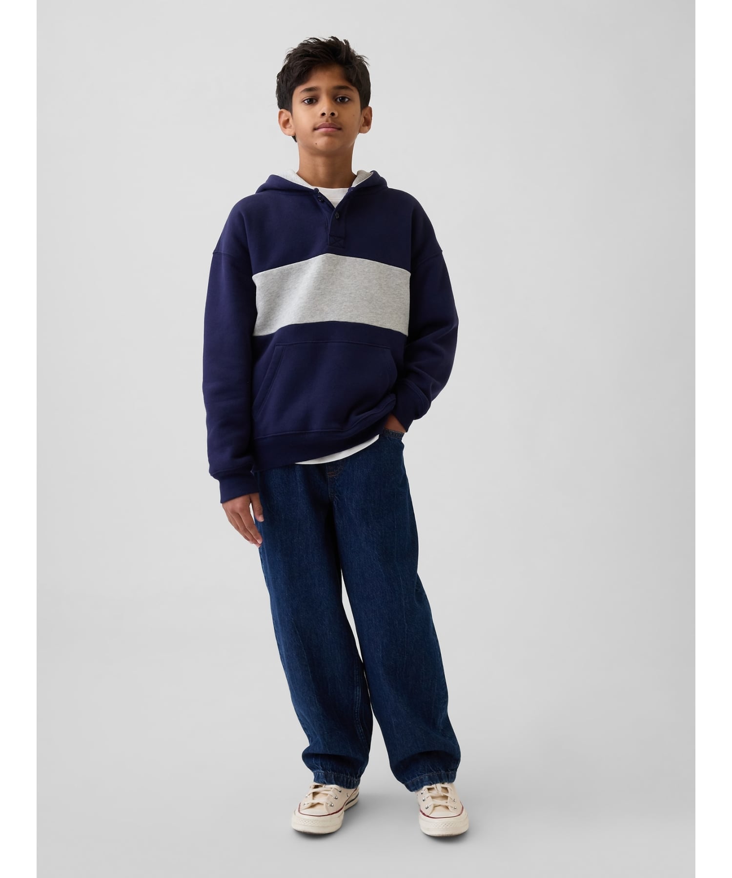 (K) Винтажная мягкая парка-поло свободного кроя (детская) GAP, NAVY_UNIFORM — фото 4