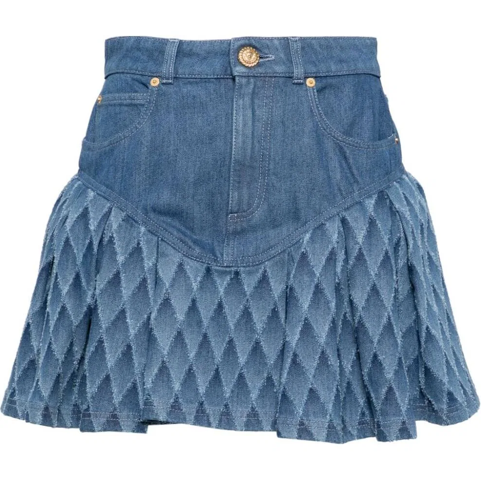 Джинсовая мини-юбка BALMAIN Blue