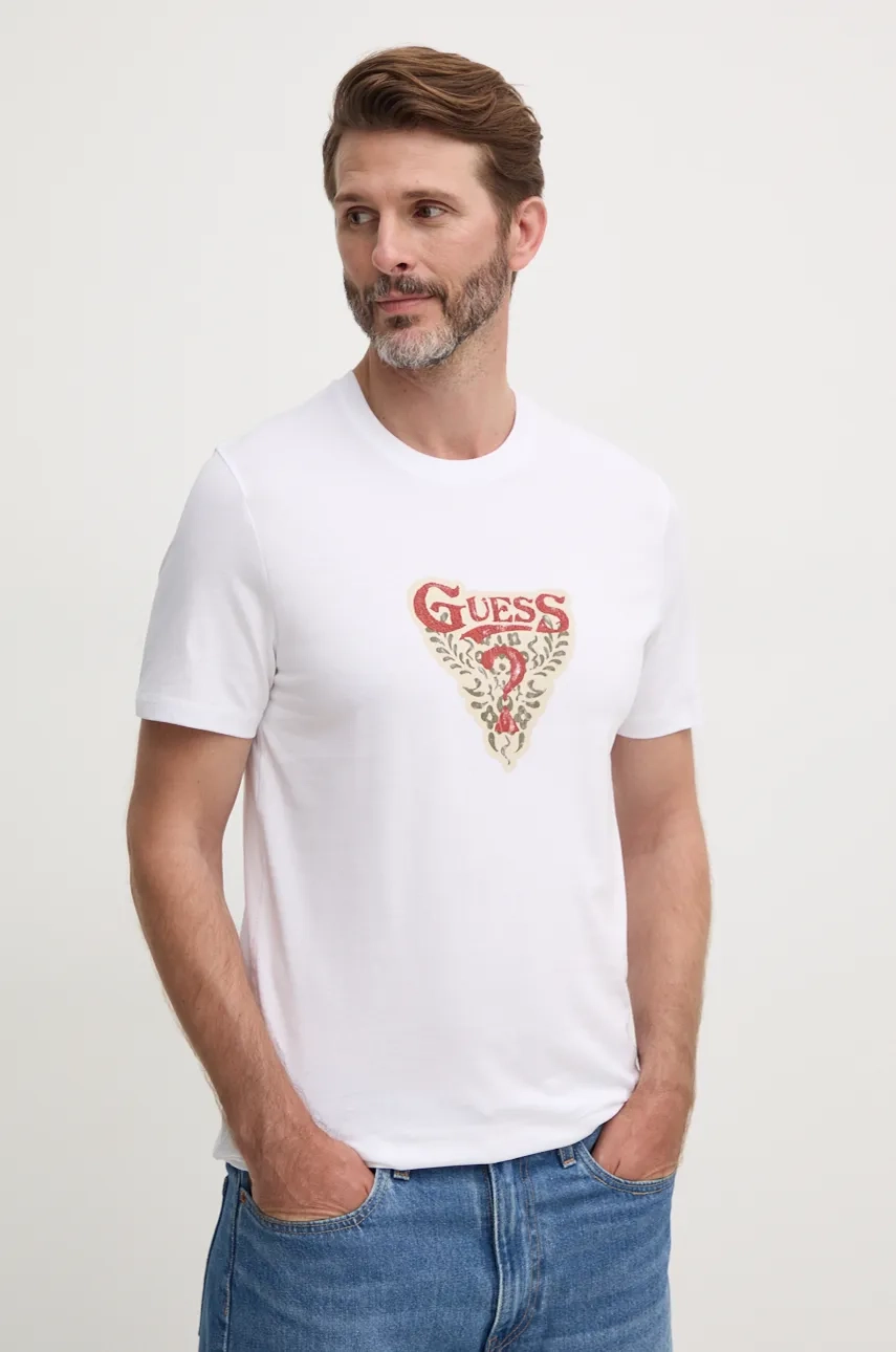 

Хлопковая футболка Guess, белый