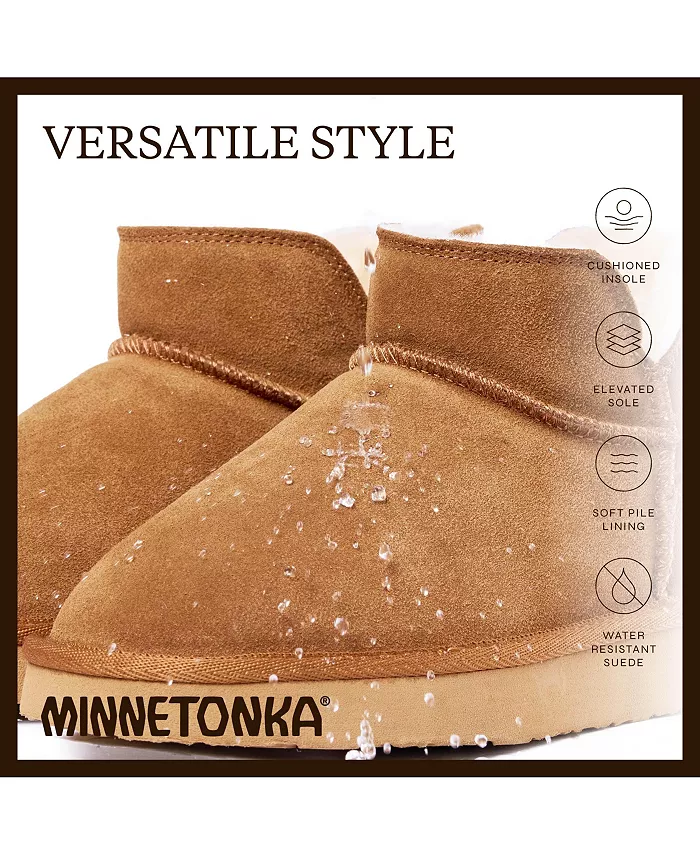 Женские замшевые тапочки-ботильоны Mavie Minnetonka, загар/бежевый — фото 3