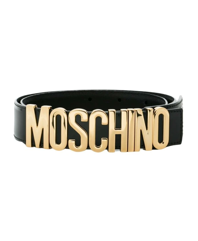 

Кожаный ремень с логотипом Moschino, черный