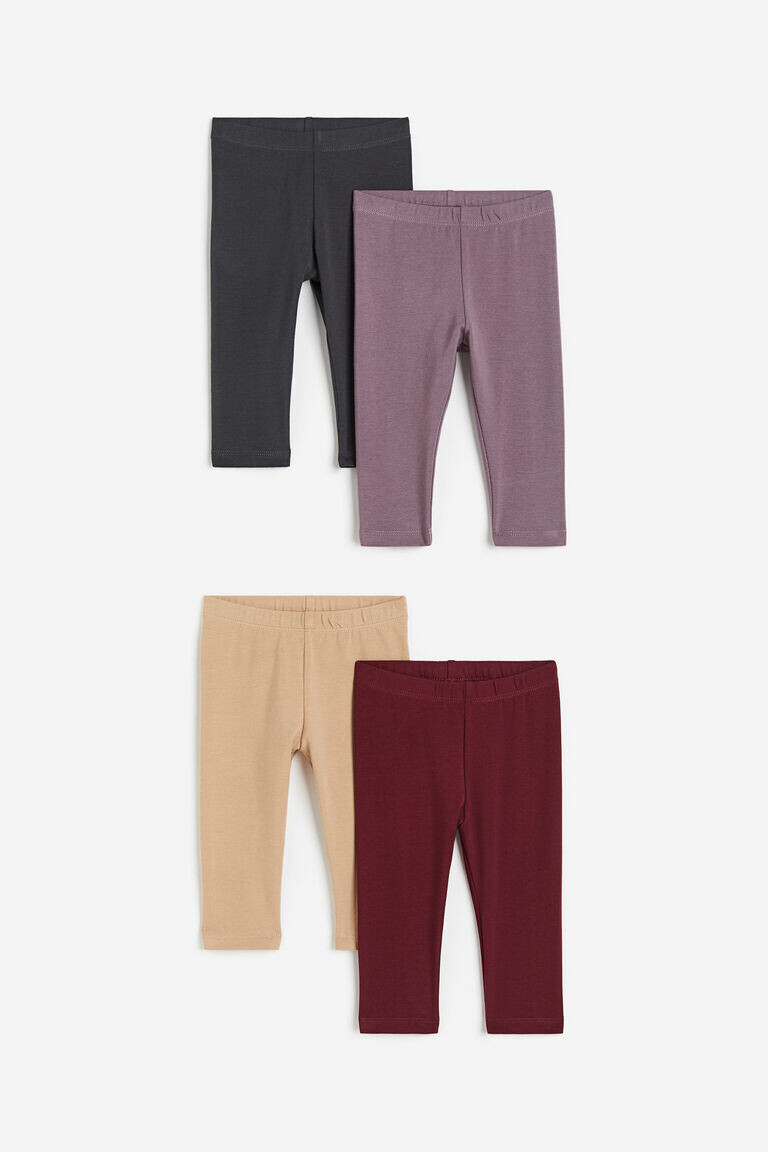 

Комплект из четырех леггинсов из хлопкового джерси H&M, красный