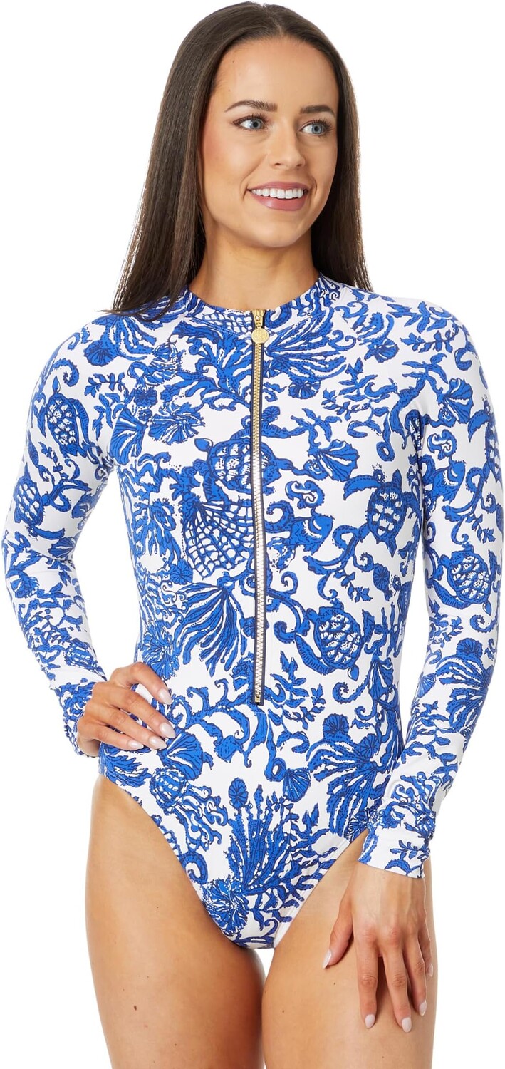 

Купальник Lilly Pulitzer Randee Rashguard One Piece, цвет Deeper Coconut Ride with Me