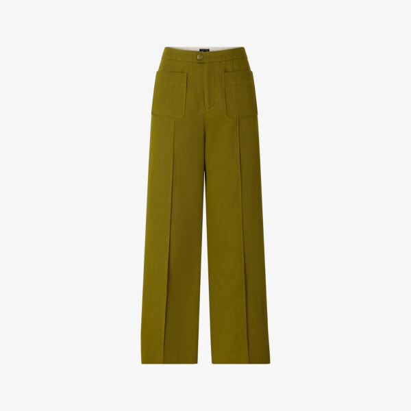 

Широкие хлопковые брюки Harry с высокой посадкой Soeur, цвет kaki