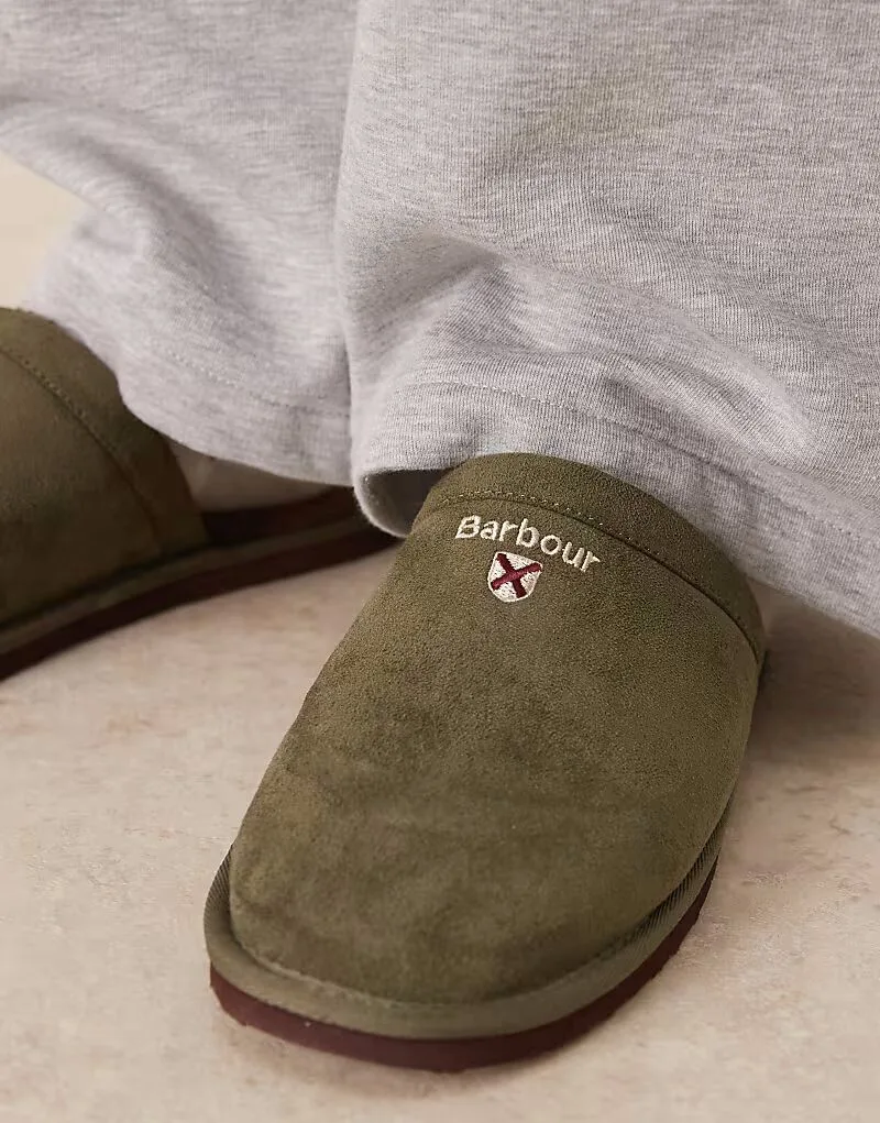 Тапочки-мюли Barbour Everitt оливково-зеленого цвета - MGREEN — фото 3