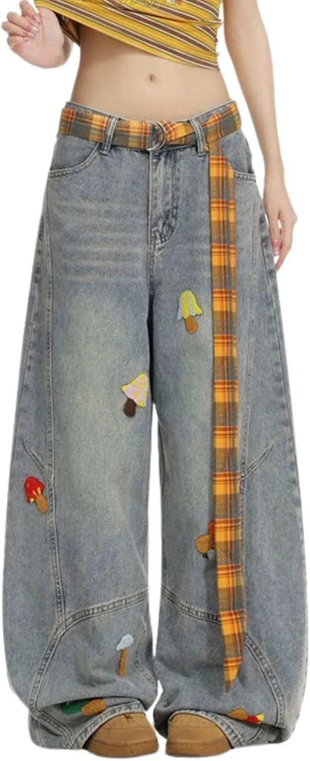 

Джинсы Baggy для девушек и женщин, высокие, с эффектом бочки, в винтажном стиле BeRamg