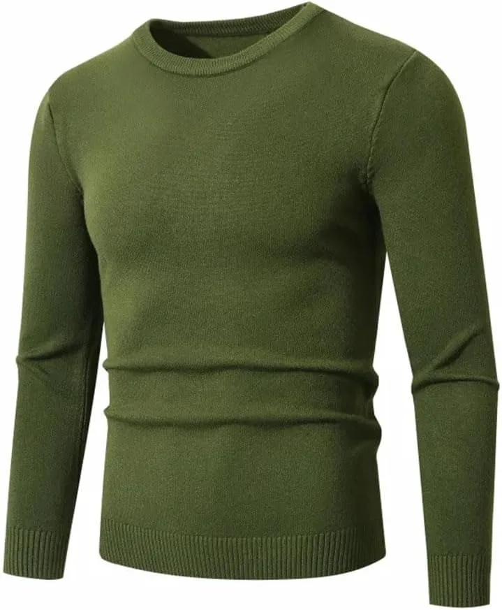 

Мужской свитер с круглым вырезом, свободный, однотонный