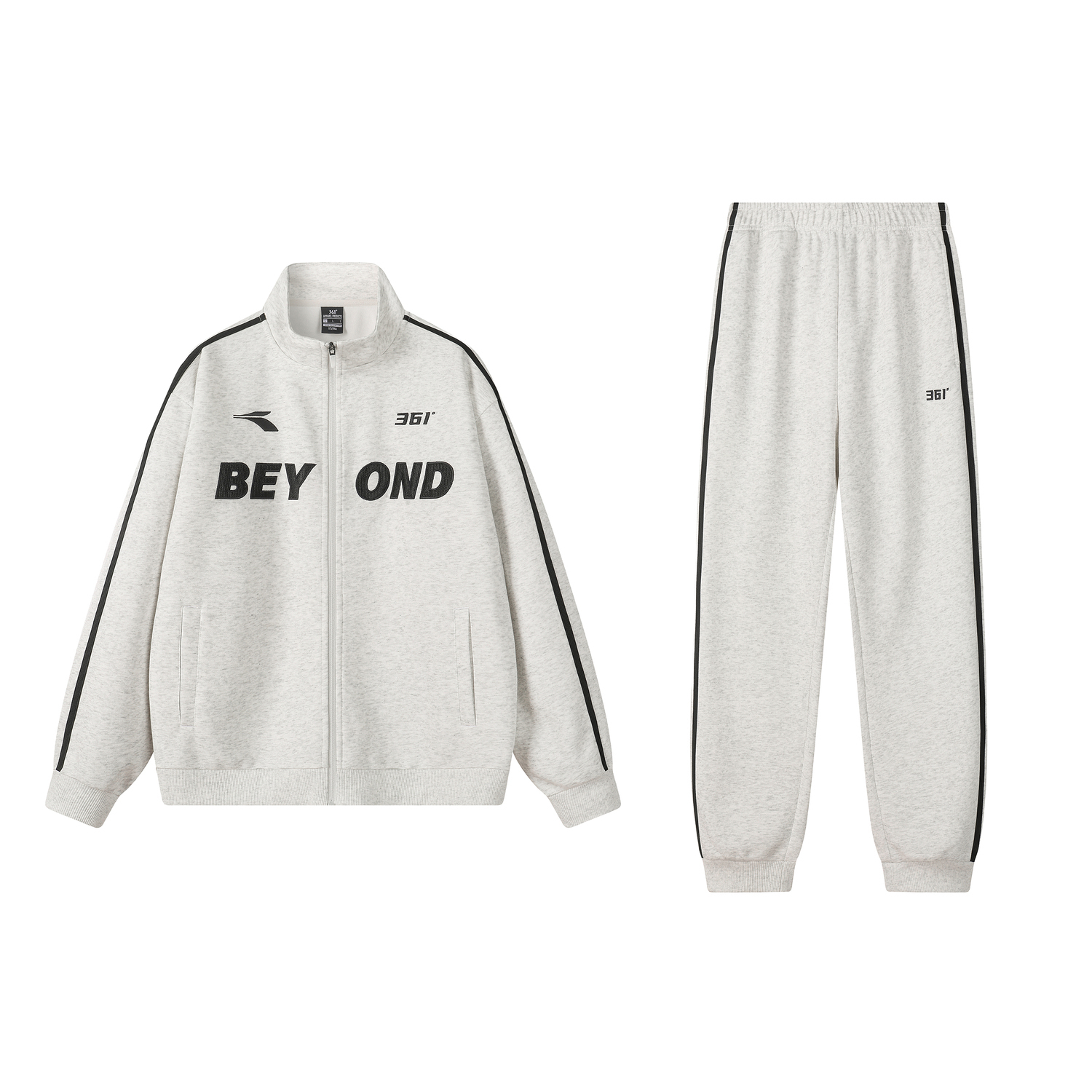 

Повседневная спортивная одежда Unisex с воротником стойкой умеренная 361°, clothing set (белый heather серый top coat+белый heather серый pants)