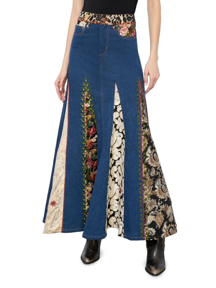 

Юбка-годе Nala Mixed Media Maxi Alice + Olivia, синий мульти