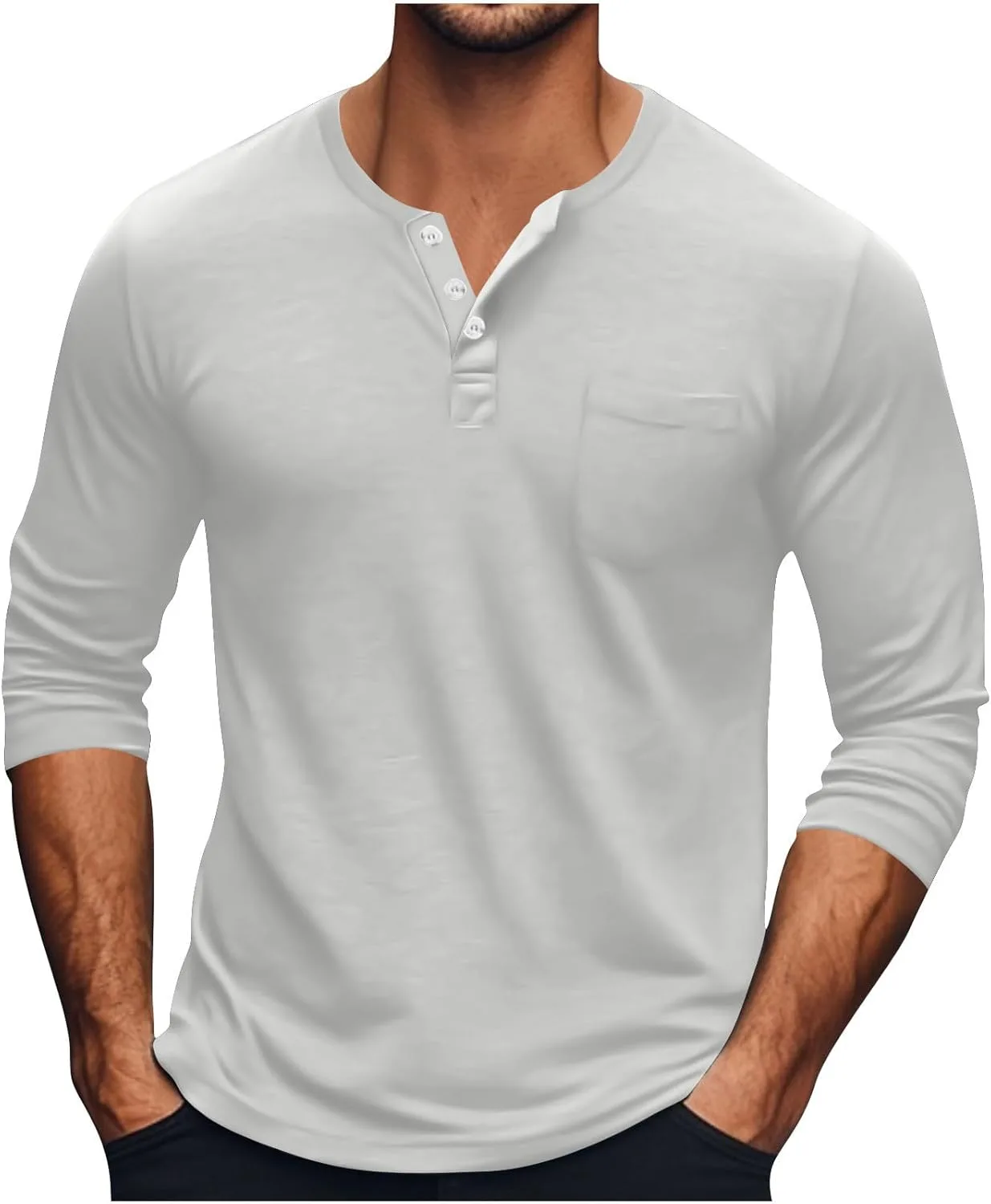 

Мужская футболка-поло Henley летняя свободного кроя с длинным рукавом