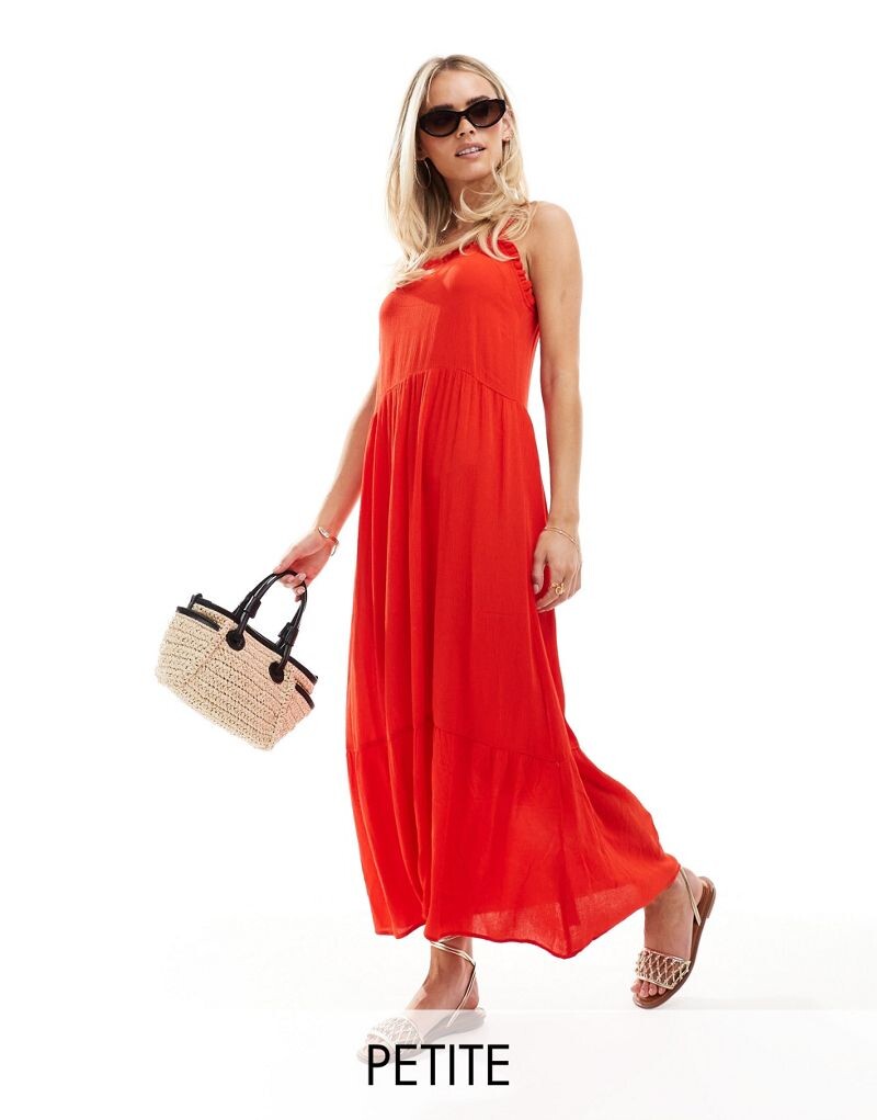 

Красный ярусный сарафан макси из марли Miss Selfridge Petite