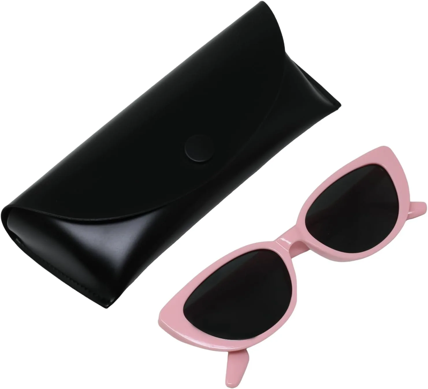 

Yueton 1 шт. Солнцезащитные очки Y2K, модные очки «кошачий глаз», винтажные черные солнцезащитные очки с розовой оправой и черным кожаным футляром для женщин