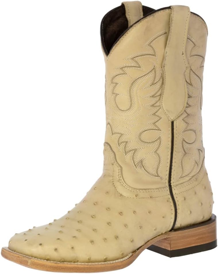 

Мужские сандалии Texas Legacy Western из кожи с узором из страусового пера, квадратный носок, Sand