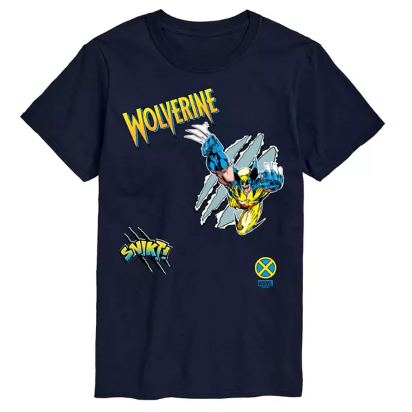 

Мужская футболка Wolverine с графическим принтом в стиле пэчворк Marvel, синий