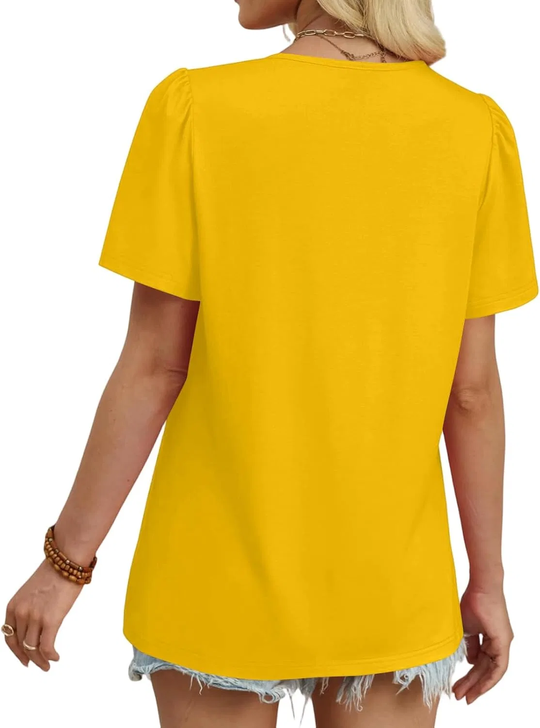 Футболка повседневная, свободный крой, Polyester, желтый — фото 3