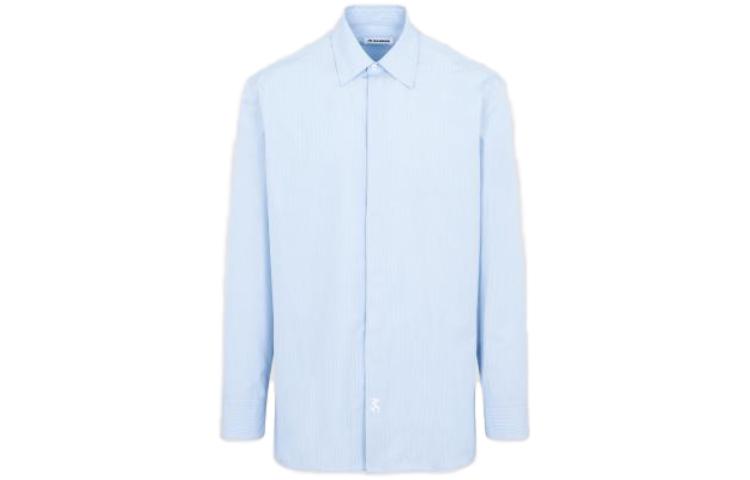 

Футболка из хлопка с вышитым логотипом и полосками JIL SANDER, синяя