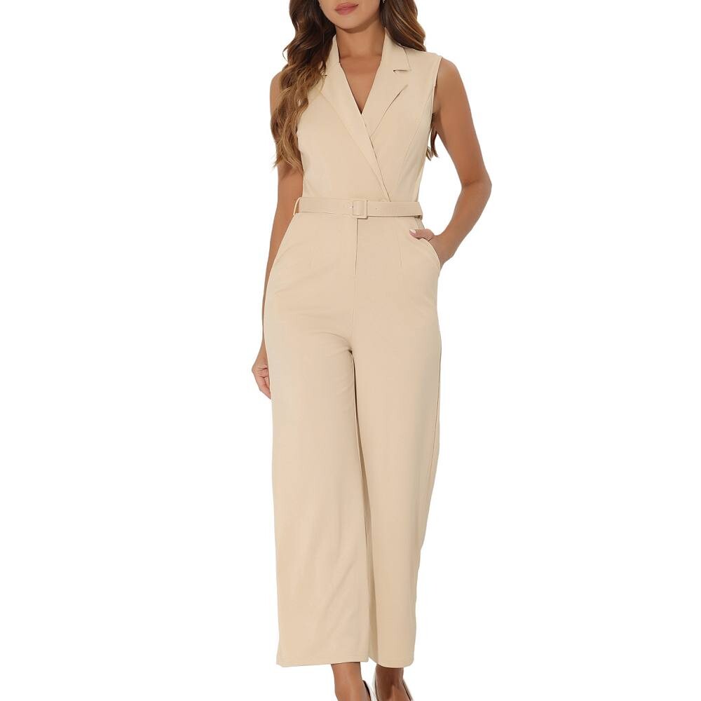 

Женские длинные комбинезоны без рукавов с застежкой на пуговицы спереди и широкими карманами на штанинах ALLEGRA K, цвет Apricot