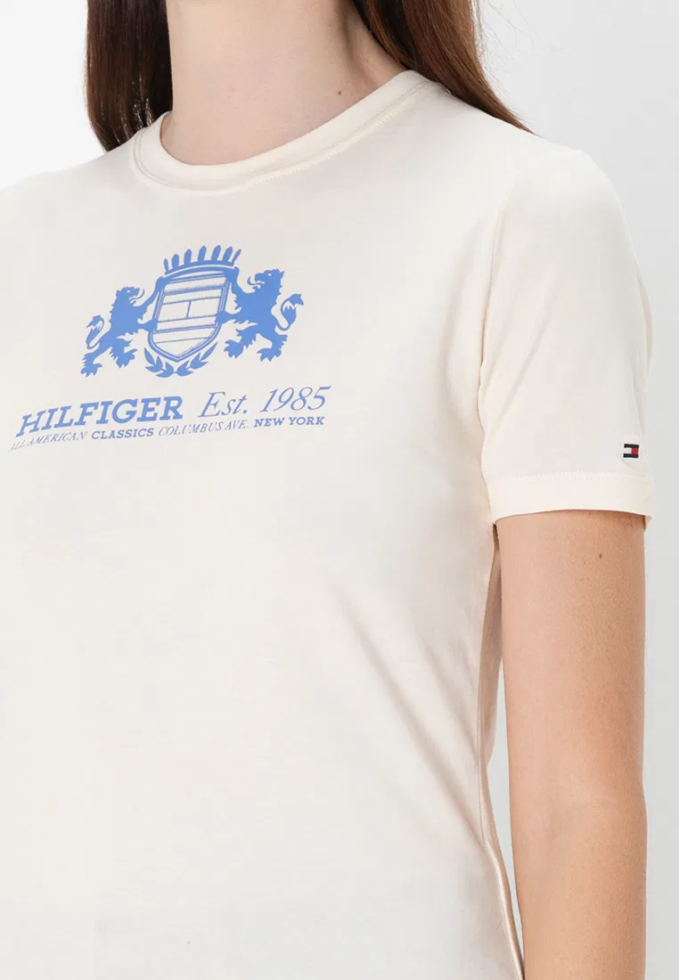 Футболка, Slim Varsity, Tommy Hilfiger, бежевый — фото 3