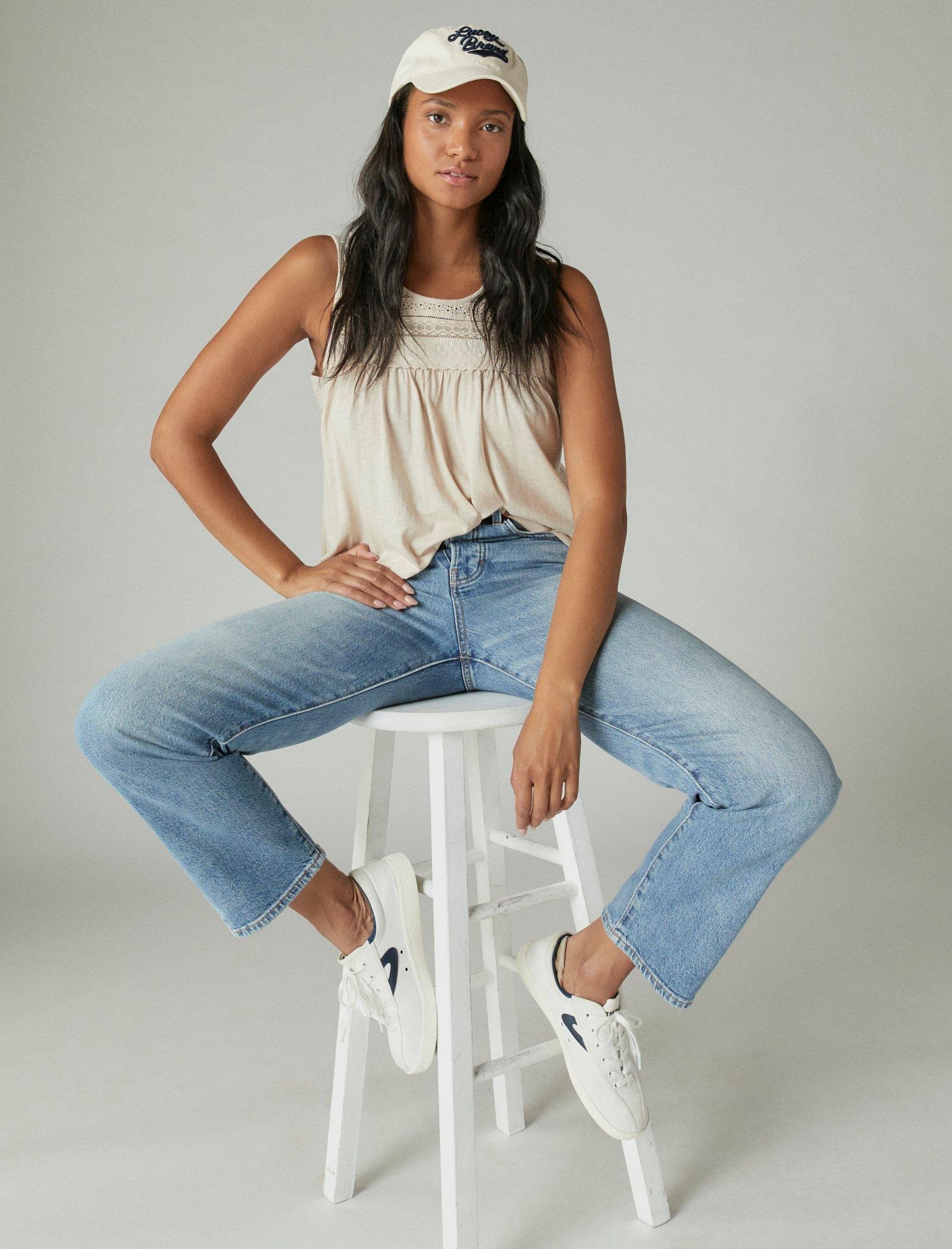 

Женская майка Lucky Brand с кружевной отделкой, цвет natural