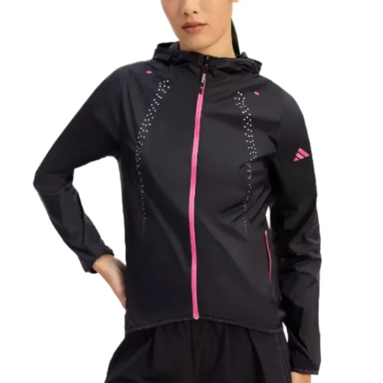Куртка женская Black/Semi Neon Pink с капюшоном, умеренная Adidas, Black/Semi-Neon Pink — фото 4