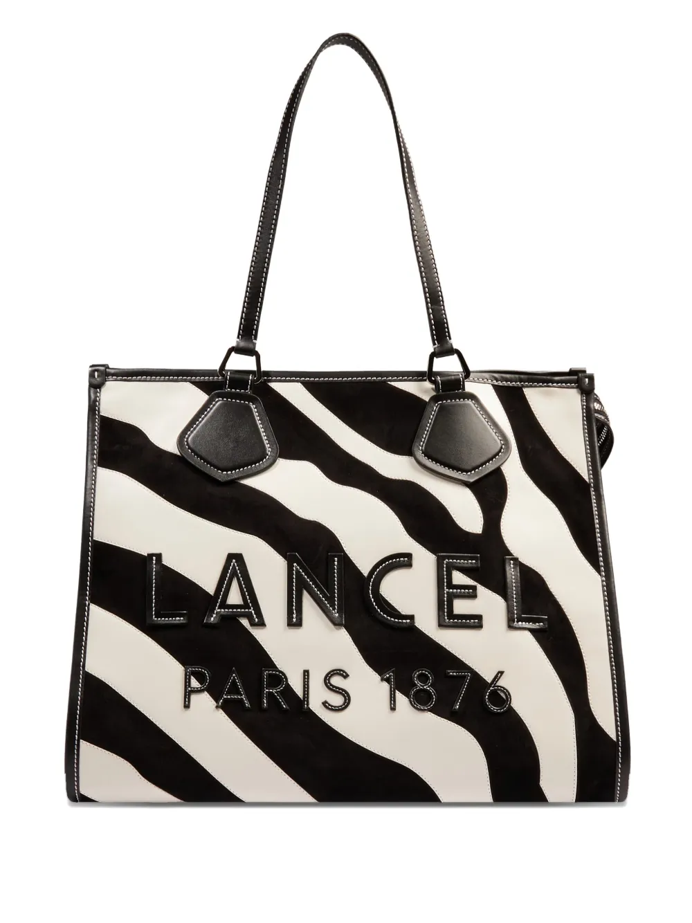 

Большая сумка-тоут с зебровым принтом Lancel, черный