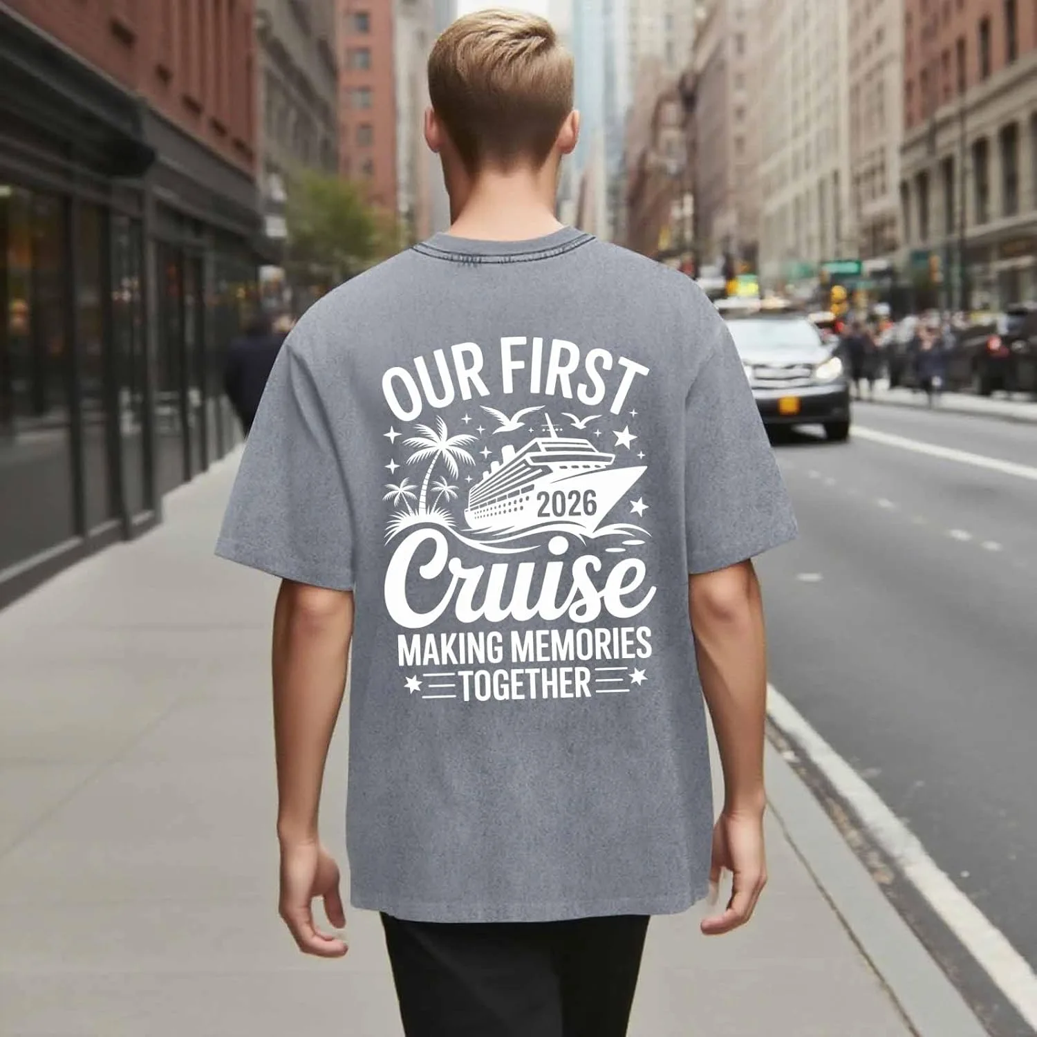Футболка Our First Cruise 2026 для мужчин в винтажном стиле — фото 3