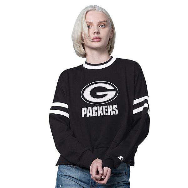 

Женский черный свитшот с капюшоном Green Bay Packers Starter