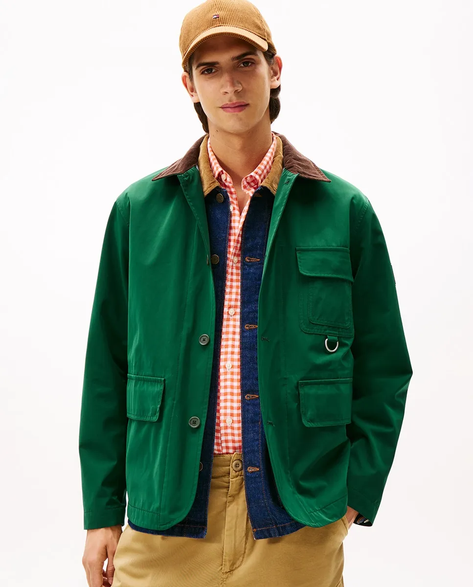 

Мужская вощеная куртка с вельветовым воротником Tommy Hilfiger, темно-зеленый