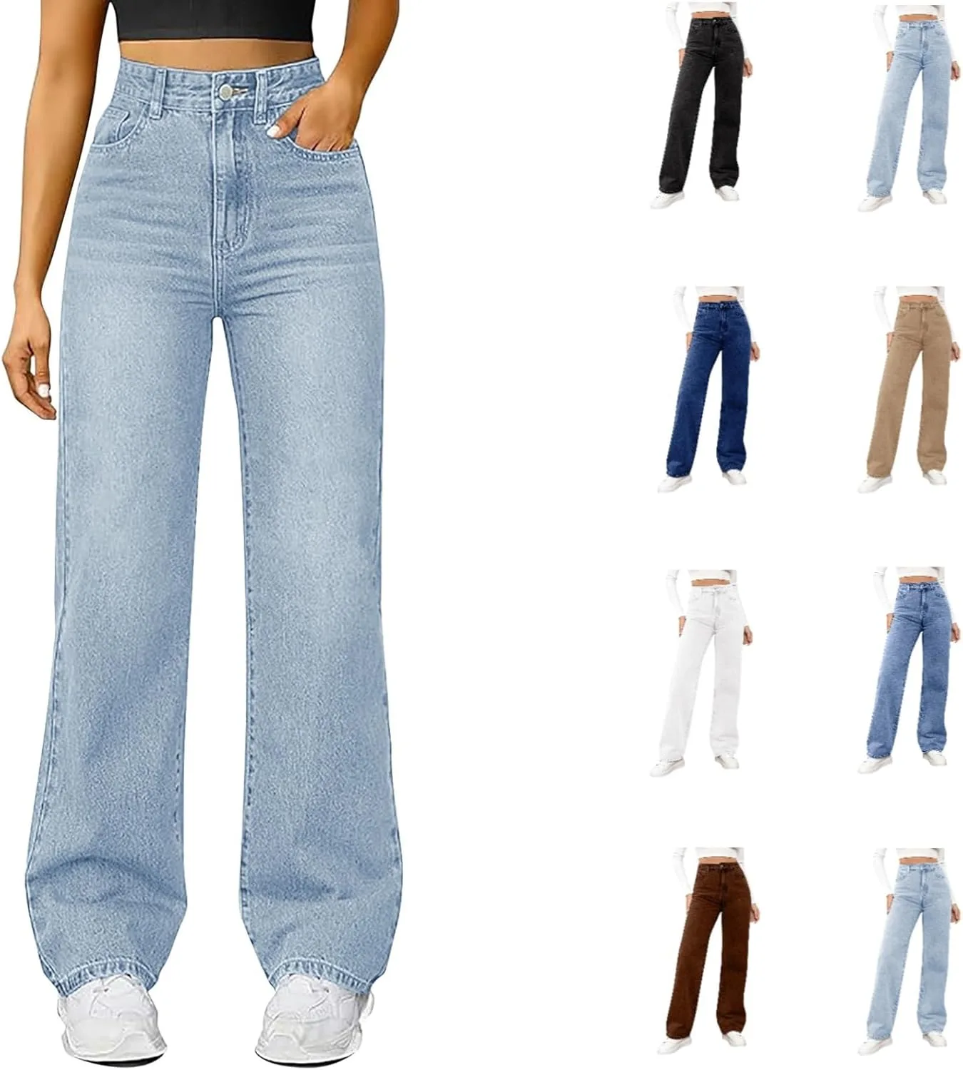 

Джинсы женские High Waist Straight Wide Leg, Stretchy Cltopsku