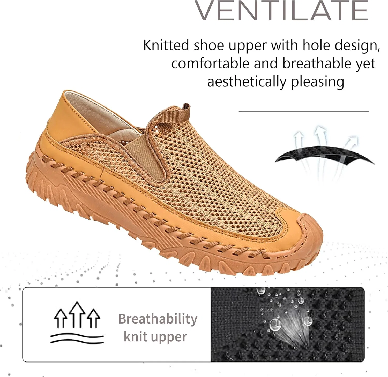 Мужские лоферы сетчатые Asifn Mesh Loafers, желтые — фото 4