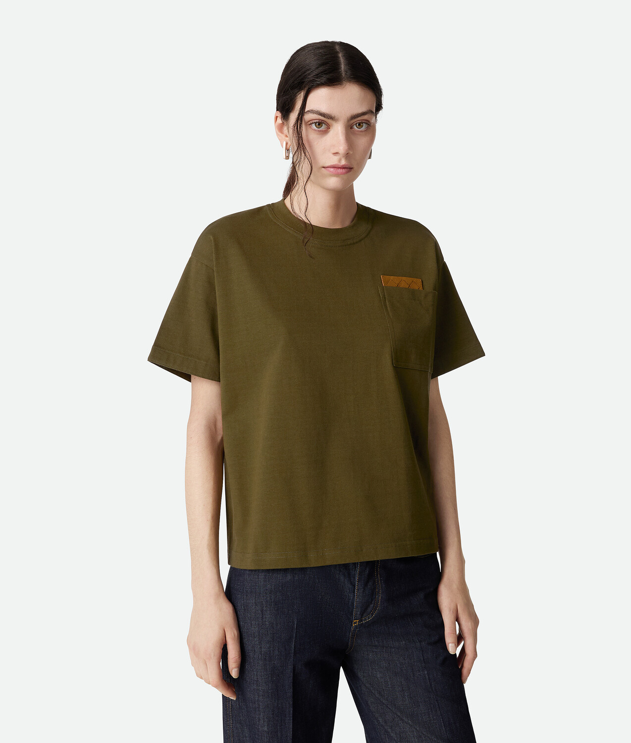 

Cotton jersey t-shirt BOTTEGA VENETA, сосново-зеленый