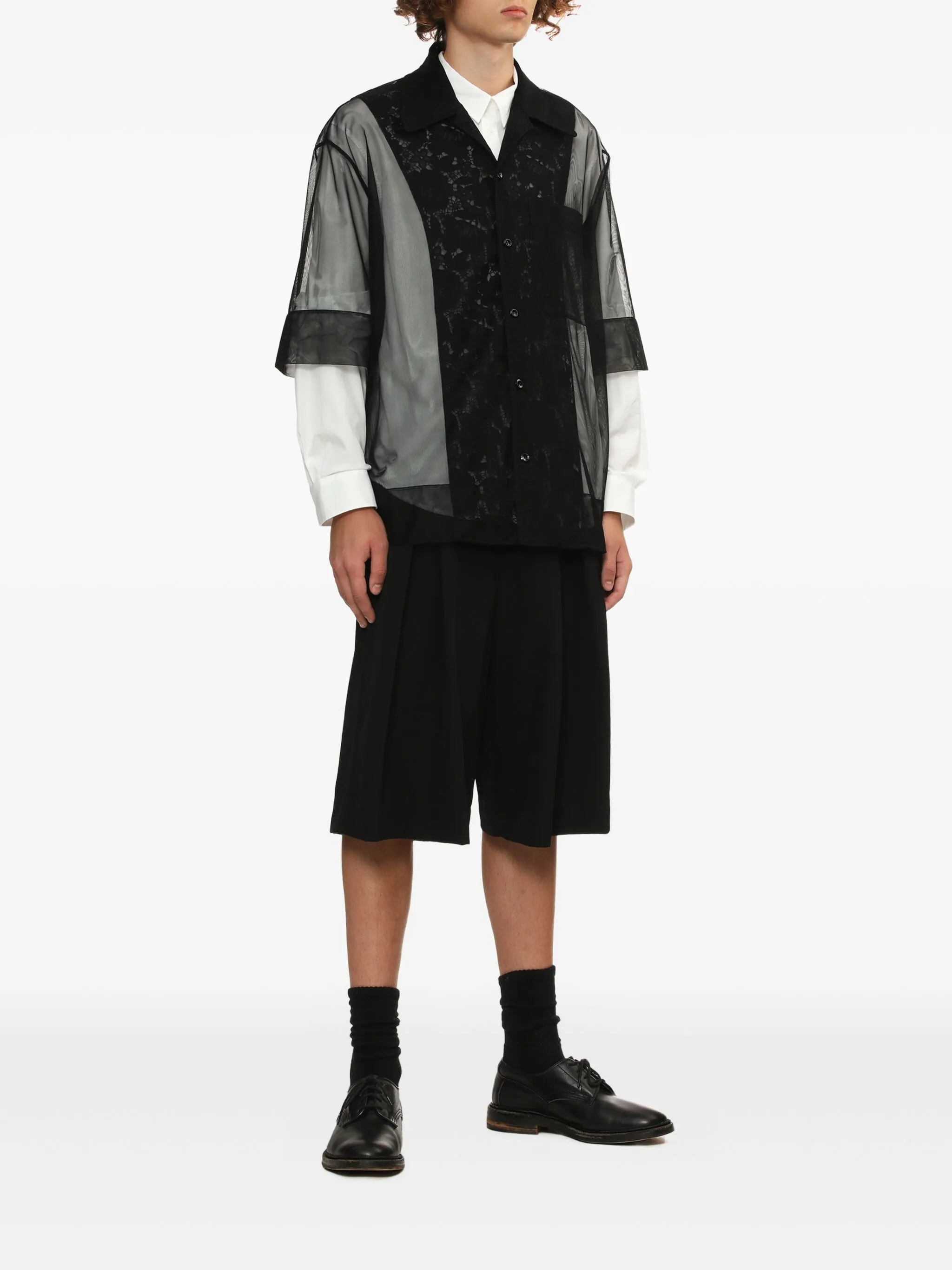 

Рубашка с кружевной вставкой Simone Rocha, черный