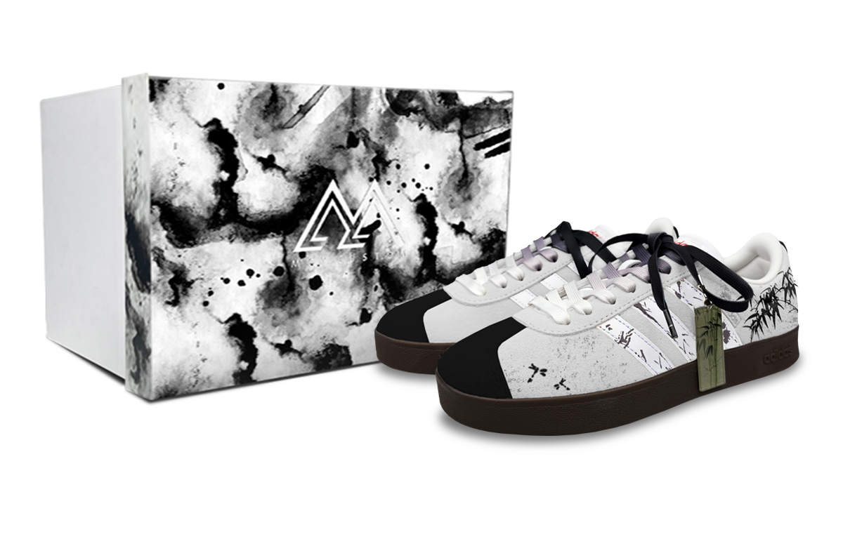 

Vl court 2.0 амортизирующие, износостойкие низкие кроссовки для скейтбординга unisex Adidas, Ink Wash Bamboo BOX