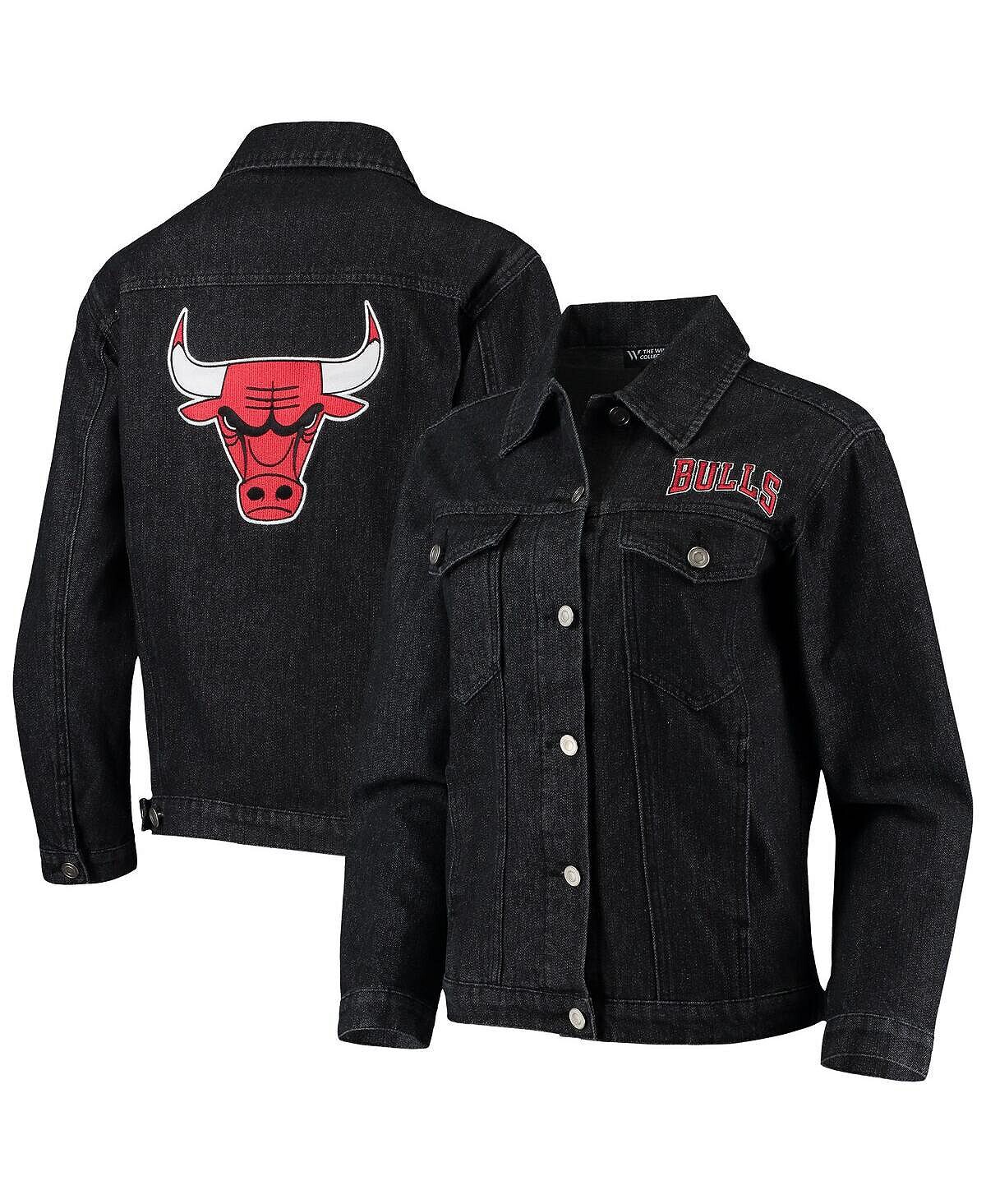

Женская черная джинсовая куртка на пуговицах с нашивкой Chicago Bulls The Wild Collective, черный