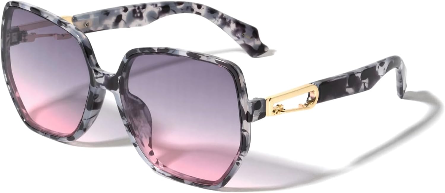 

Женские солнцезащитные очки Dweebzilla Oversized Square Butterfly Jackie O в стиле ретро, ​​дизайнерские, большие, модные, с защитой от УФ-излучения UV400, гибридные, Grey Tortoise Frame - Purple Pink Gradient Lenses