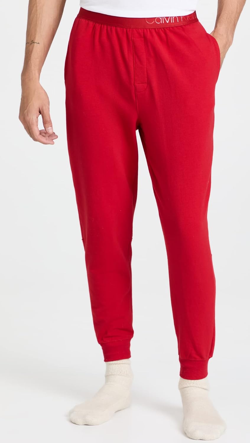 Мужские лоснистые леггинсы Calvin Klein Sleep Joggers, Rustic Red — фото 2