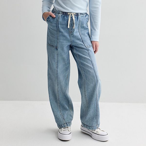 

Девчачьи брюки с широкими штанинами на резинке, размеры 6-20, regular и plus So, Medium Wash Denim