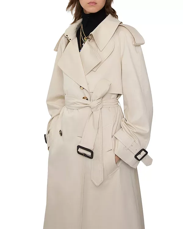 Тренч Burberry Clam, длинный габардиновый, свободный крой, бежевый — фото 3