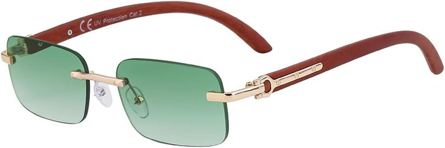 

Женские солнцезащитные очки в маленькой прямоугольной оправе, роскошные, в винтажном стиле, с отделкой под дерево и металл, классические, для активного отдыха, с защитой от УФ-излучения UV400 TVTBBVV, C7gradientgreen