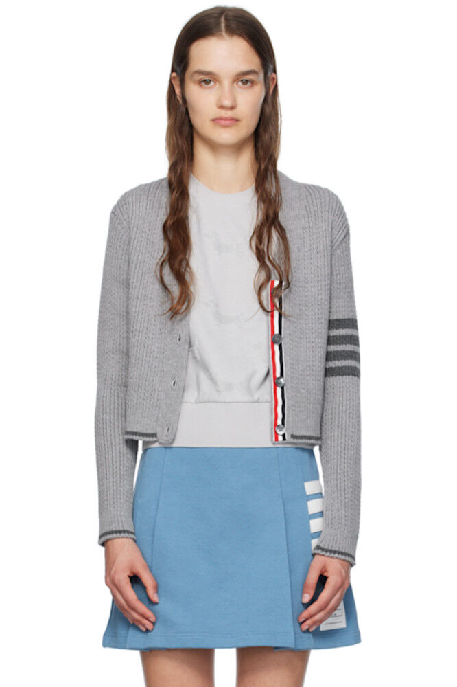 

Серый кардиган с 4 планками Thom Browne