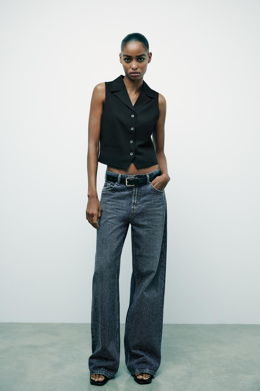 

Прямая рубашка жилет ZARA, черный