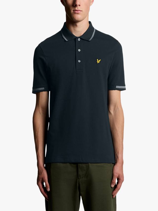 

Хлопковая поло с коротким рукавом и воротником Birdseye Lyle & Scott, Dark Navy/Ash Lilac