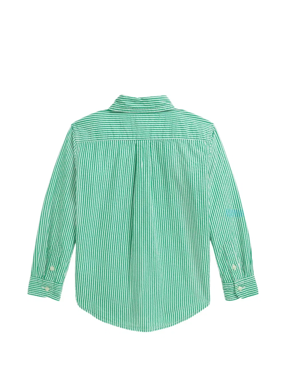 Полосатая рубашка из жатой ткани Polo Ralph Lauren Kids, зеленый — фото 2