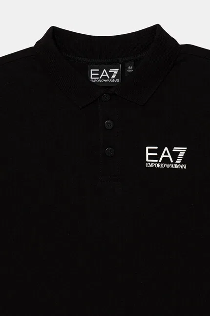 Футболка поло хлопковая EA7 Emporio Armani, черный — фото 3