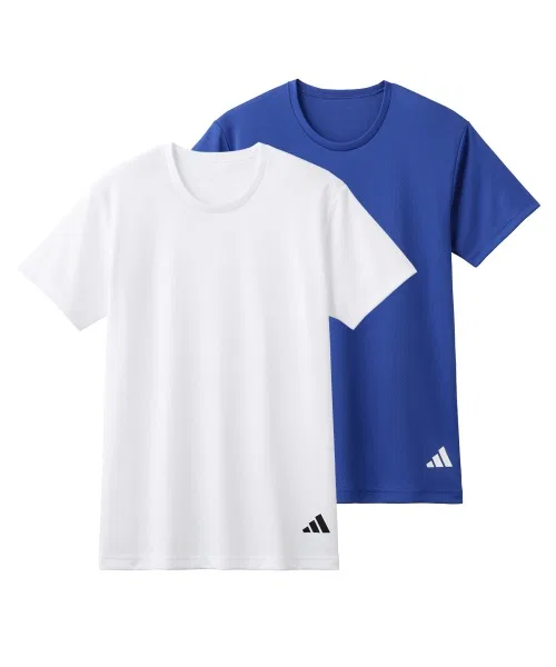 Футболка с круглым вырезом adidas с логотипом, 2 шт, полиэстер, белый