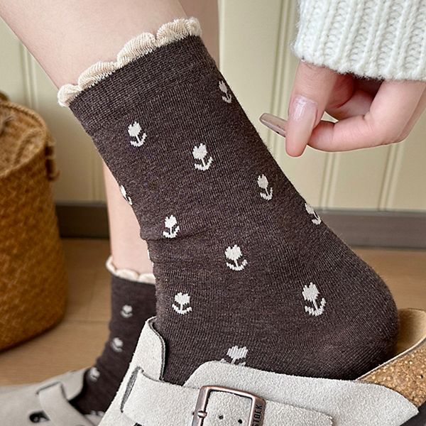 

Женские носки миди с минималистичным принтом, 3 пары Anna-Kaci, Gray