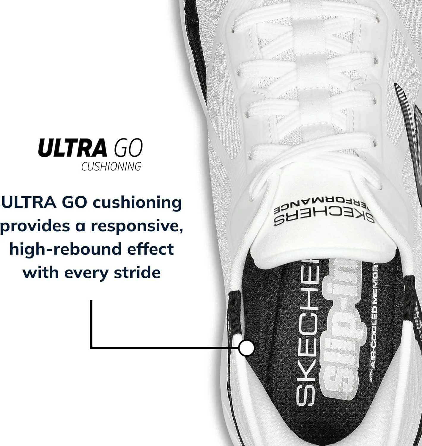Мужские кроссовки Skechers Max Cushioning Slip-ins - спортивные кроссовки для тренировок, бега и ходьбы с эффектом памяти, белый/черный — фото 4