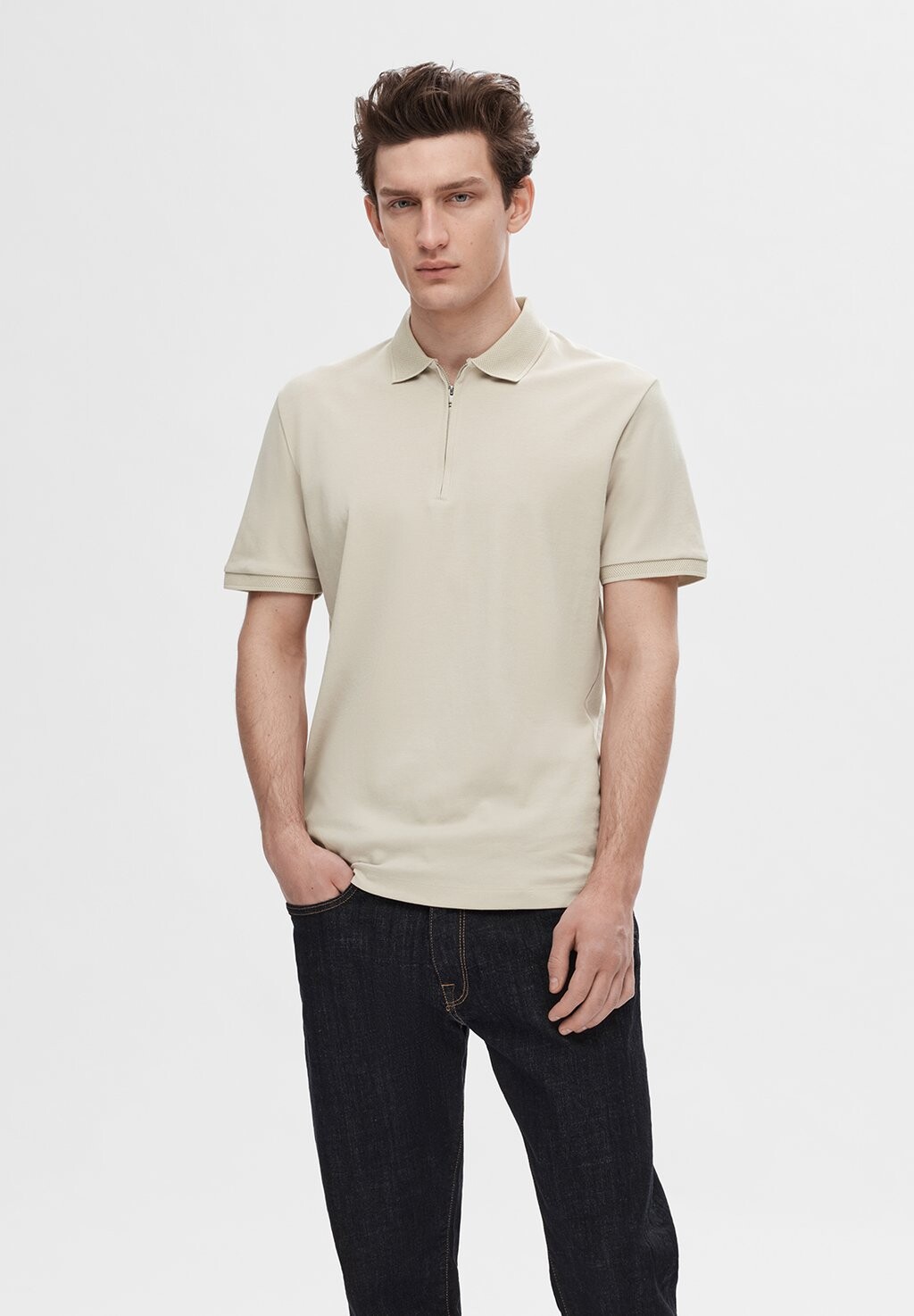 

Рубашка-поло SLHFAVE SS Selected Homme, цвет oatmeal
